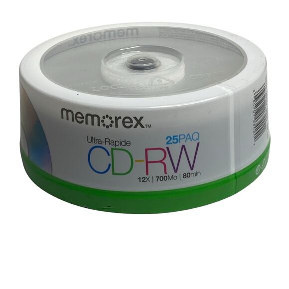 SEALED Memorex 25PK Spindle High-Speed CD-RW Rewritable 12X700MB 80min BLANK CD - Picture 3 of 10